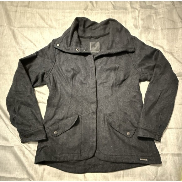 SMARTWOOL Jacket Women Medium Campbell Creek Merino Wool Herringbone Coat Pocket - Picture 1 of 15